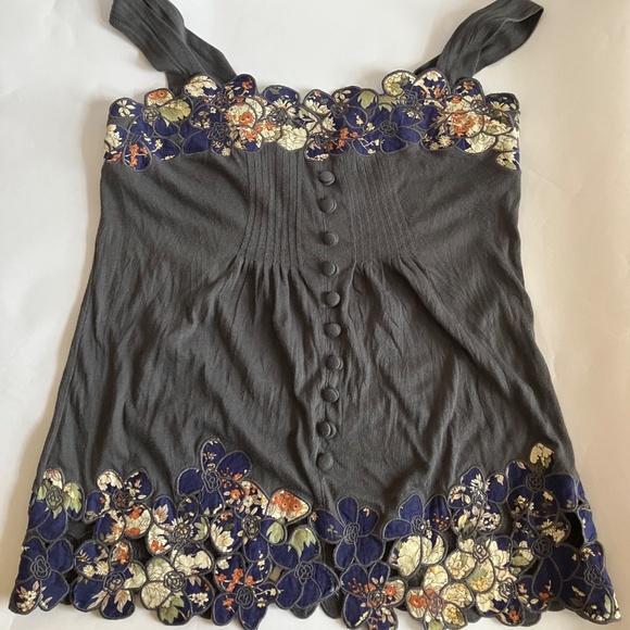 Anthropologie Little Yellow Button Tank Top - Picture 2 of 6